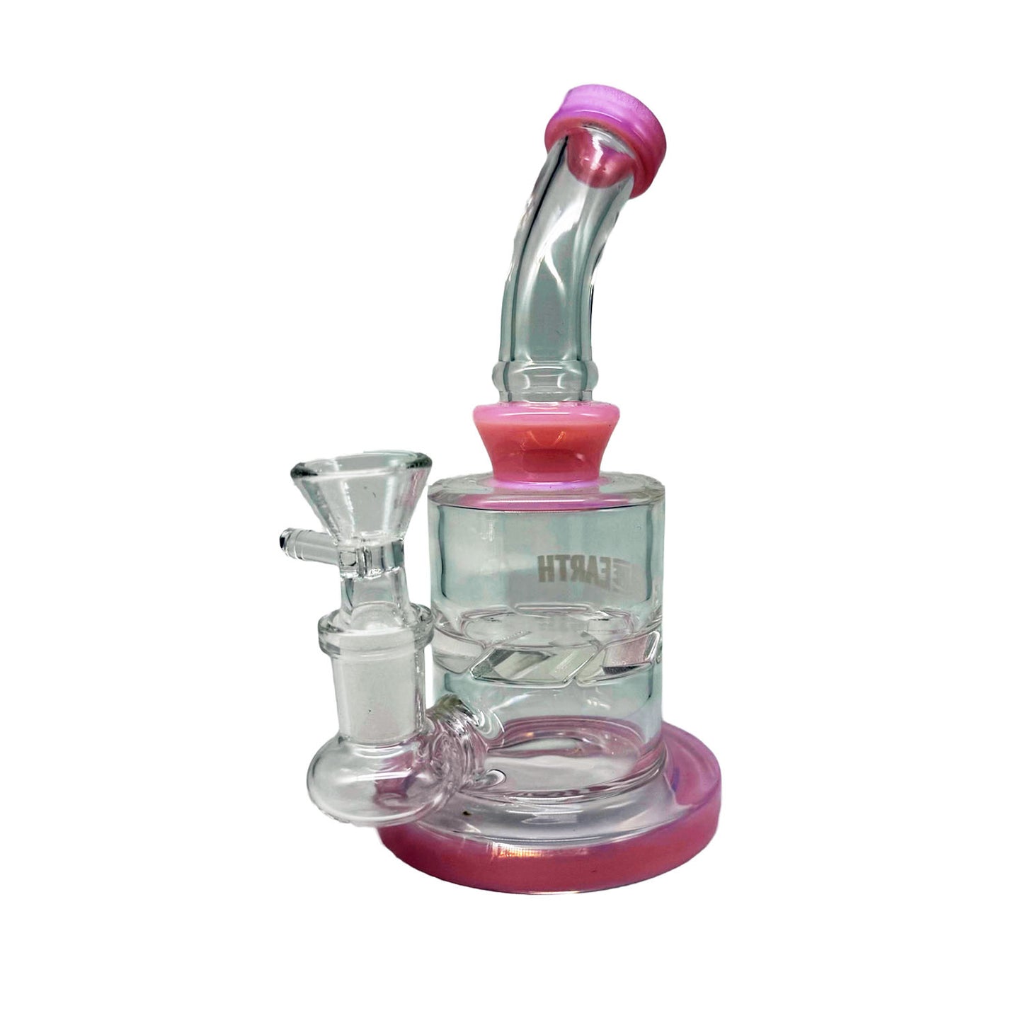 GLASS BUBBLER - PINK RIM (6 In)