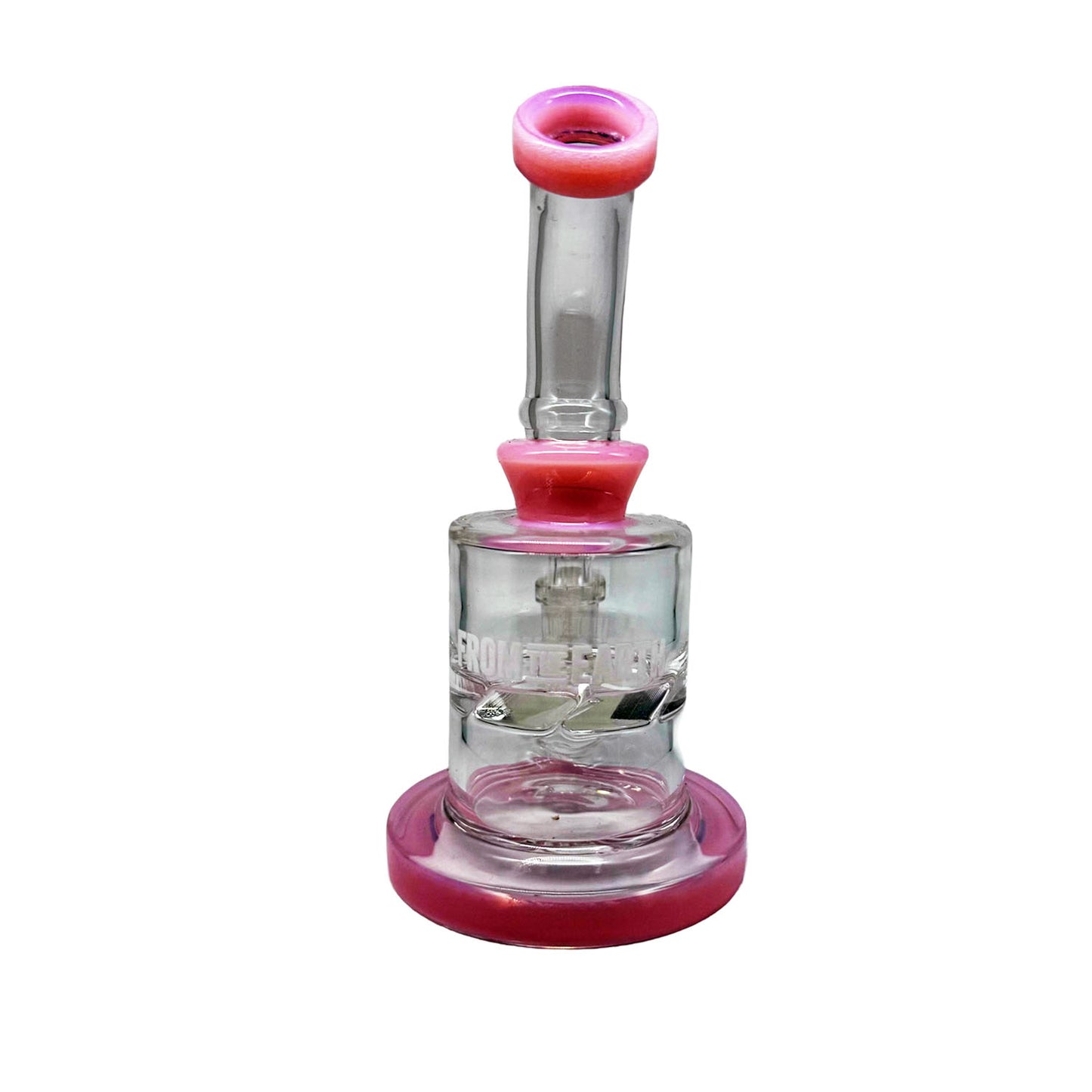GLASS BUBBLER - PINK RIM (6 In)